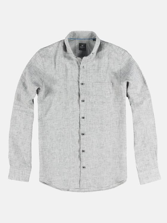 ENGBERS GERMANY Herren Langarm-Hemd aus Leinen Hellgrau 31636