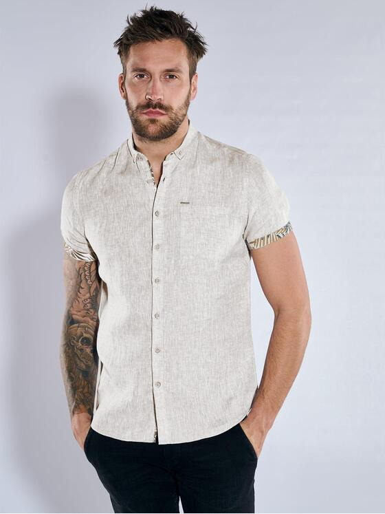 emilio adani Herren Kurzarm-Hemd uni Beige 36856