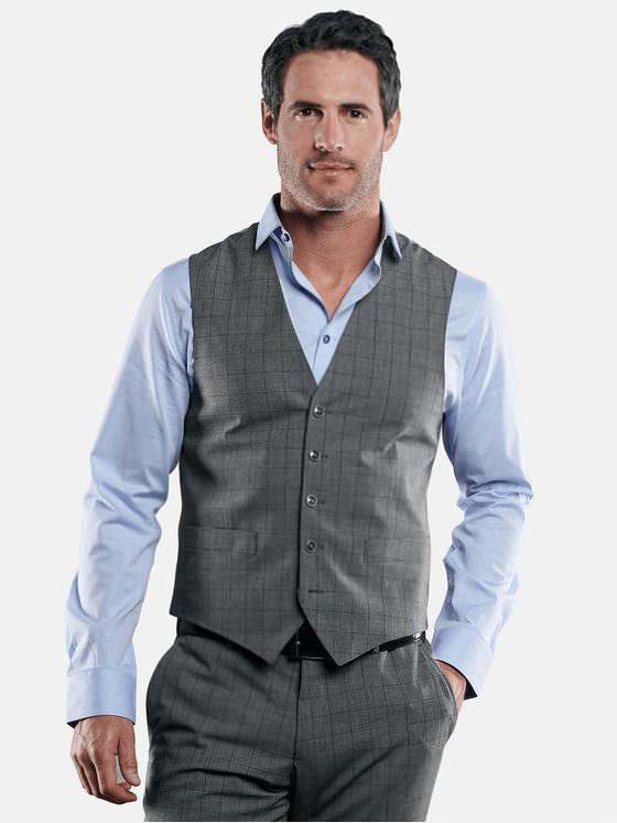 engbers Herren Stilvolle karierte Anzugweste Anthrazit 29033