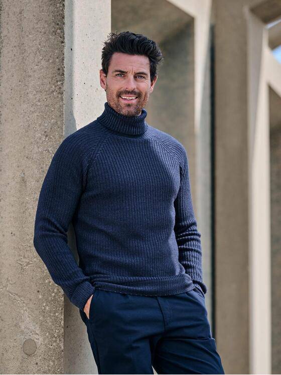 ENGBERS GERMANY Herren Pullover aus Merinowolle Marineblau 39701
