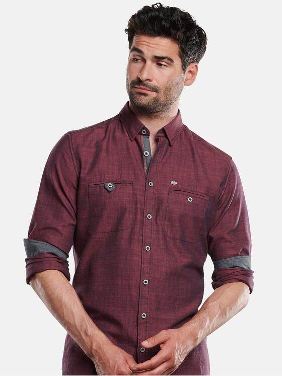 engbers Herren Langarm-Hemd mit feiner Struktur Signalrot 32008