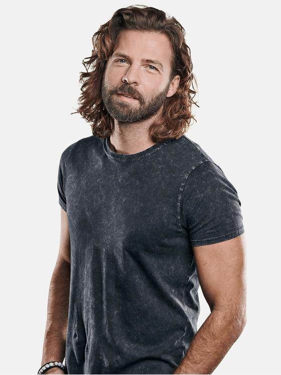 emilio adani Herren Basic T-Shirt mit spannendem Farbeffekt Grau 29187