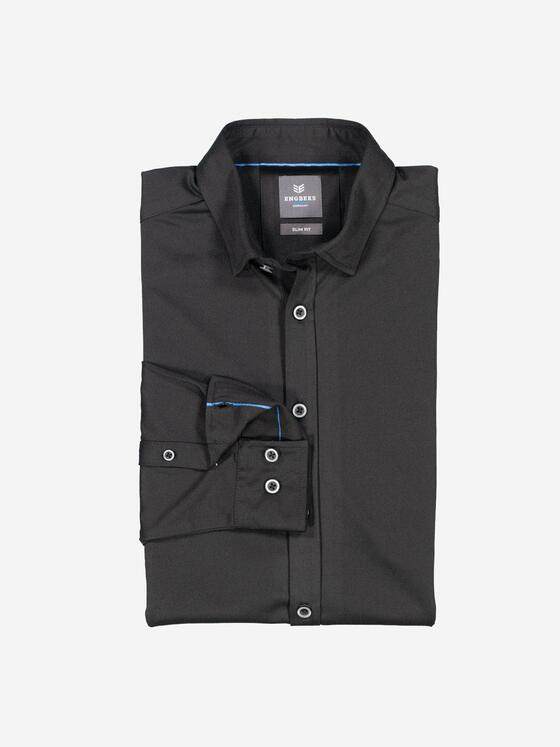 ENGBERS GERMANY Herren Langarm-Hemd slim fit Schwarz 37878