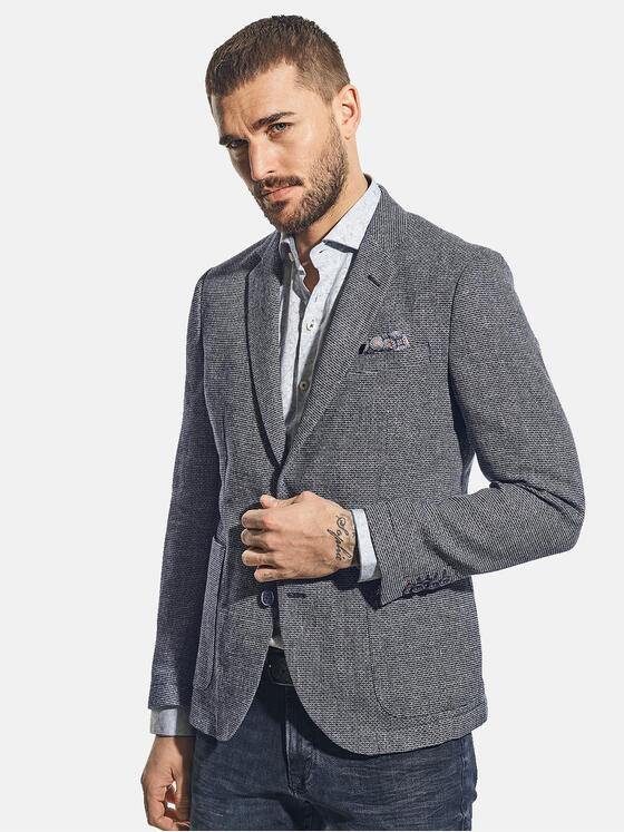 emilio adani Herren Sakko mit Leinenanteil Blau 31070