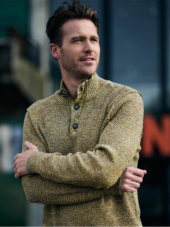 engbers Herren Pullover mit Troyerkragen Sonnenorange 37793