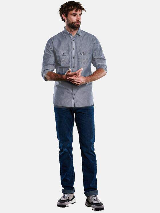 engbers Herren Langarm-Hemd speziell gewaschen Indigoblau 33465