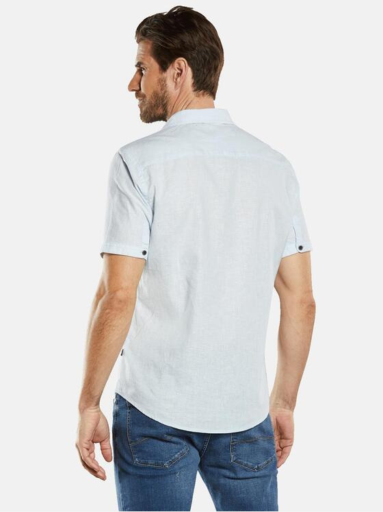 engbers Herren Kurzarm-Hemd mit Leinenanteil Blau 34471