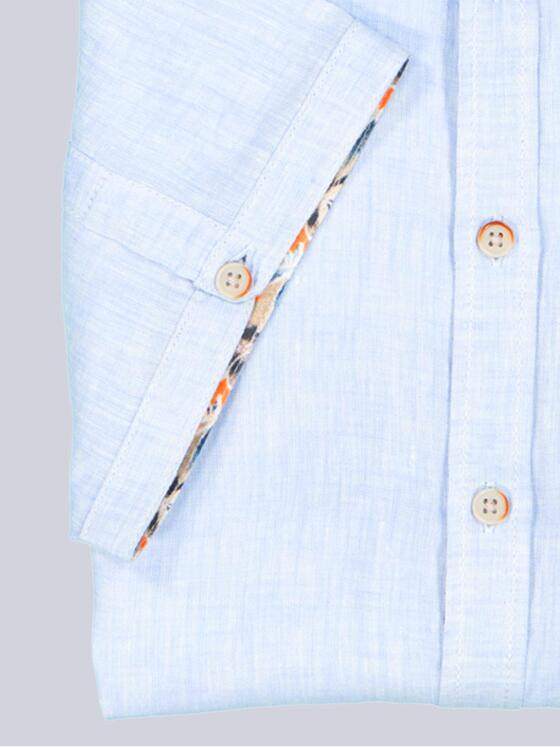 engbers Herren Kurzarm-Hemd aus Leinen Hellblau 38361