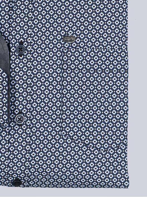 engbers Herren Langarm-Hemd gemustert Mittelblau 36086