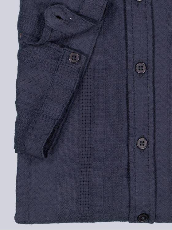 emilio adani Herren Kurzarm-Hemd strukturiert Blau 38909