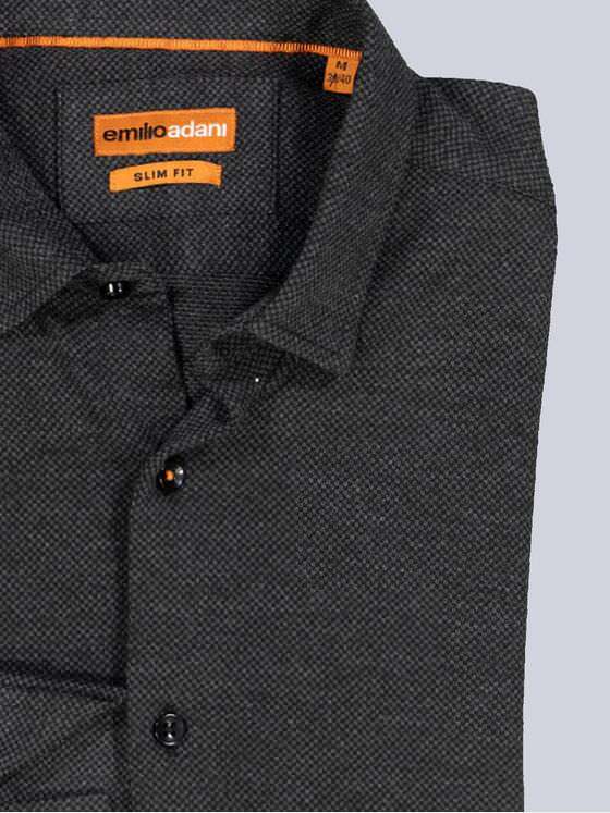 emilio adani Herren Langarm-Hemd aus Jersey Grau 35776