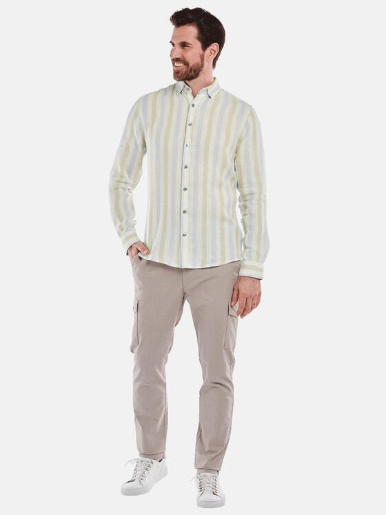 ENGBERS GERMANY Herren Langarm-Hemd aus Leinen Hellblau 35132