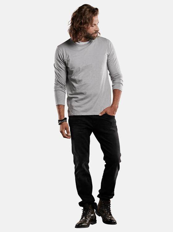 emilio adani Herren lockeres langarm Shirt aus Slub Jersey Grau 28835