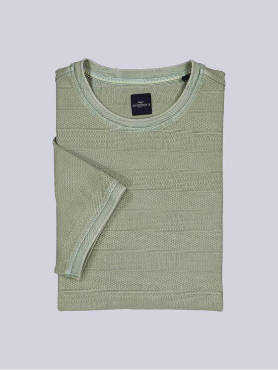 engbers Herren Strukturiertes T-Shirt im Streifendesign Gruen 40499