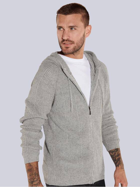emilio adani Herren Strickjacke mit Kapuze Grau 35706