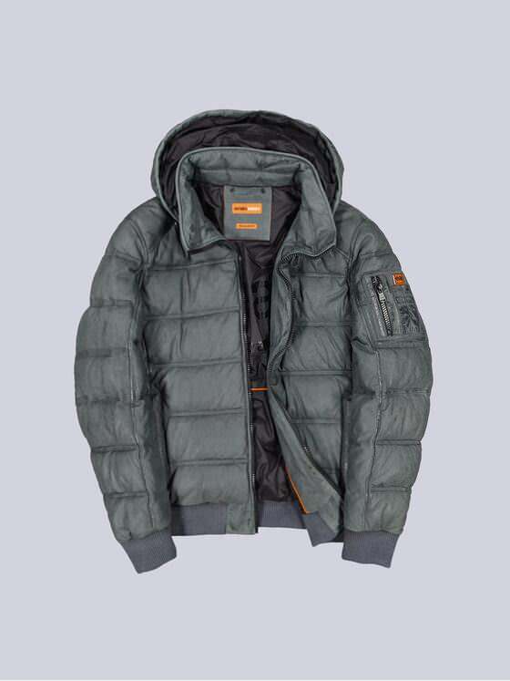 emilio adani Herren Lederjacke mit abnehmbarer Kapuze Mittelblau 39279