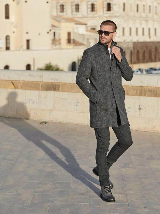 emilio adani Herren Mantel slim fit Grau 35530