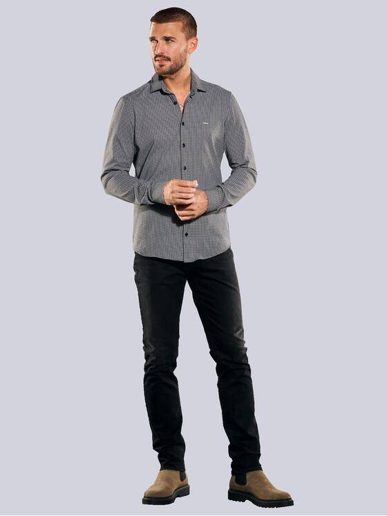 emilio adani Herren Langarm-Hemd slim fit Schwarz 35511