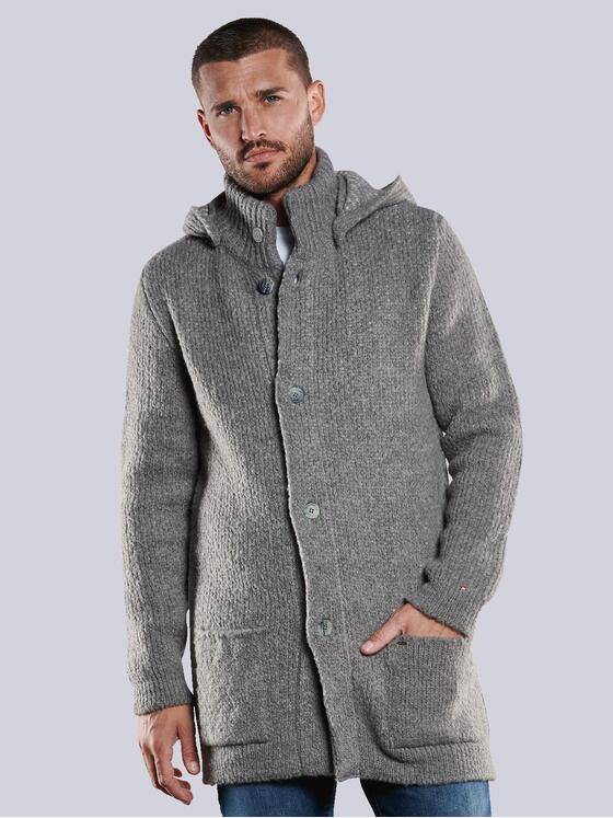 emilio adani Herren Strickjacke mit abnehmbarer Kapuze Beige 33825