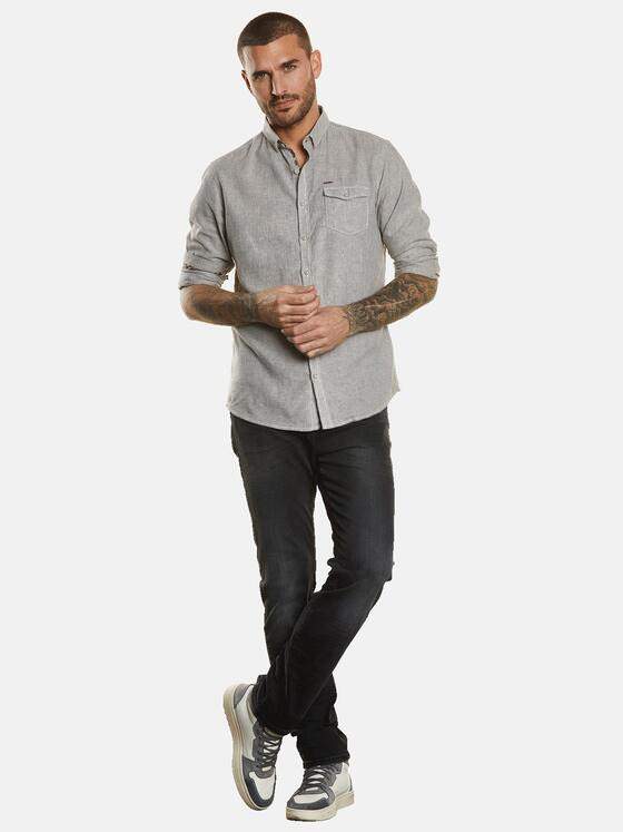 emilio adani Herren Langarm-Hemd mit Leinenanteil Beige 34248