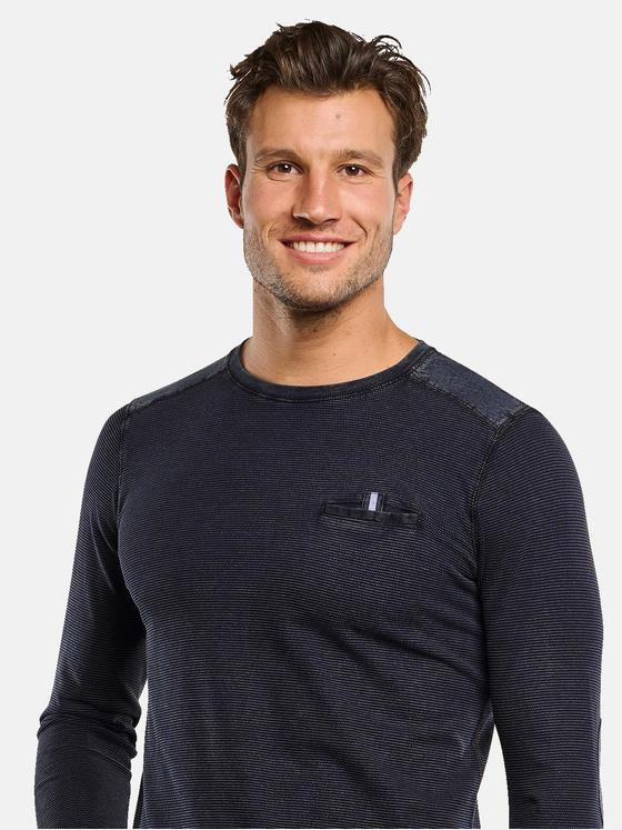 engbers Herren Langarm-Shirt strukturiert Saphirblau 33766