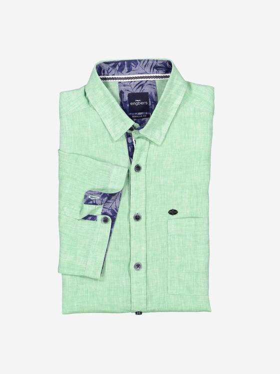 engbers Herren Kurzarm-Hemd aus Leinen Gruen 36629