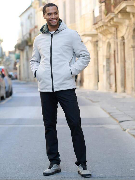 emilio adani Herren Wendejacke mit Kapuze Silbergrau 39285