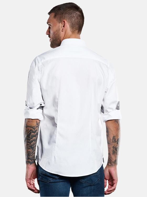 emilio adani Herren Langarm-Hemd uni Weiß 33476