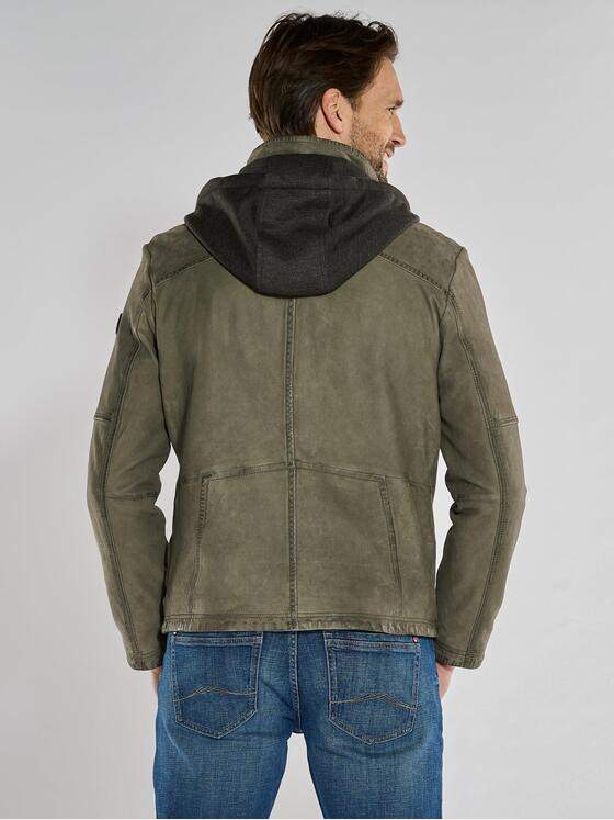 engbers Herren Lederjacke mit abnehmbarer Kapuze Grün 36505