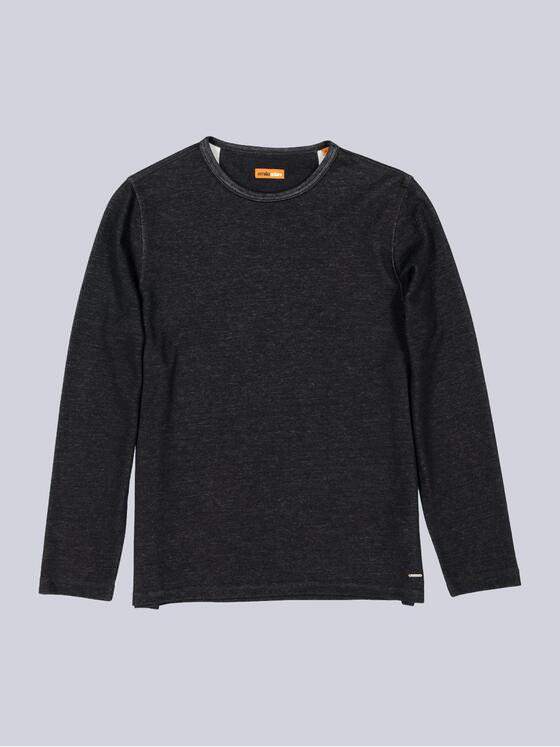 emilio adani Herren Langarm-Shirt strukturiert Schwarz 39521