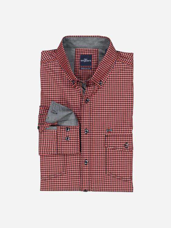 engbers Herren Langarm-Hemd kariert Rot 38011
