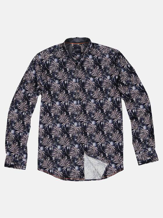 engbers Herren Langarm-Hemd mit floralem Print Saphirblau 32279