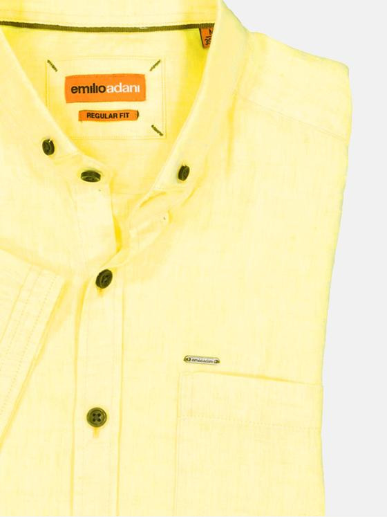 emilio adani Herren Kurzarm-Hemd uni Gelb 35049