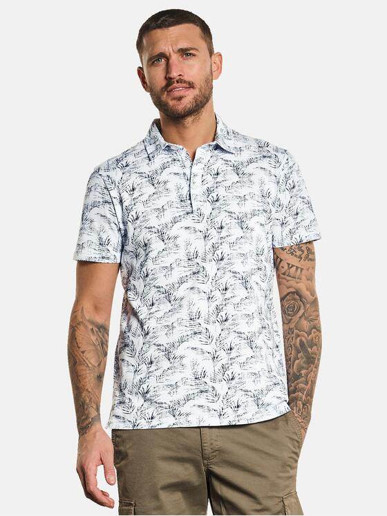 emilio adani Herren Polo-Shirt gemustert Weiß 32682