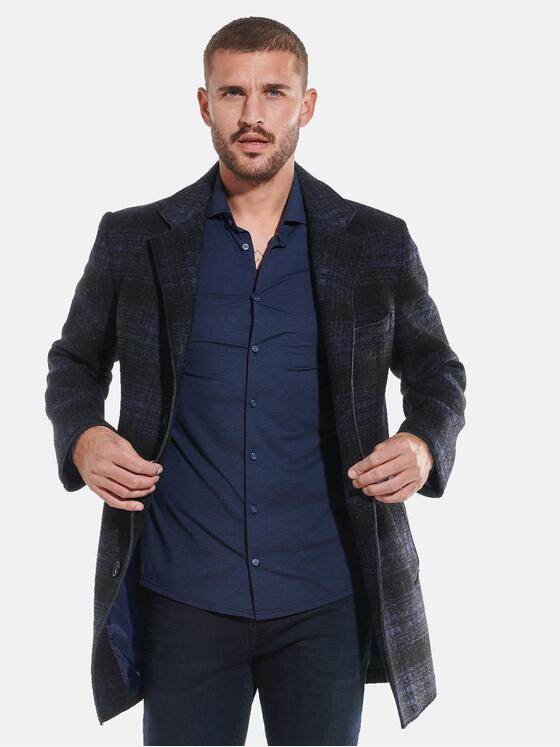 emilio adani Herren Mantel mit Glencheck-Muster Blau 32246