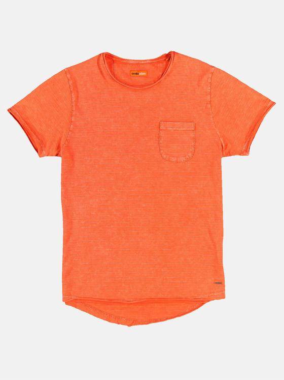 emilio adani Herren Streifenshirt aus softem Slub-Jersey Orange 31139