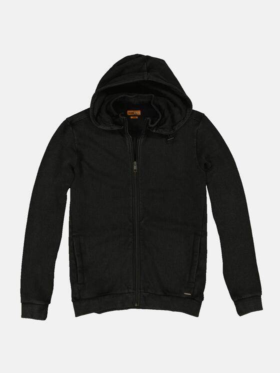 emilio adani Herren Sweatjacke mit abnehmbarer Kapuze Schwarz 34506