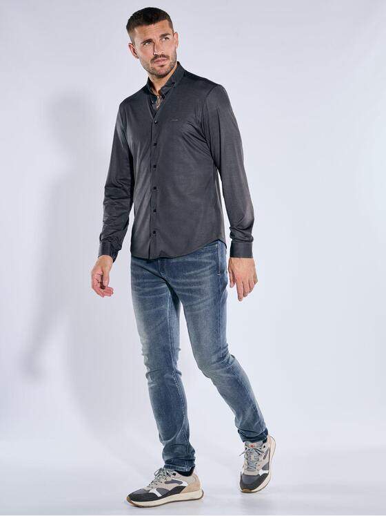 emilio adani Herren Langarm-Hemd gemustert Schwarz 39604