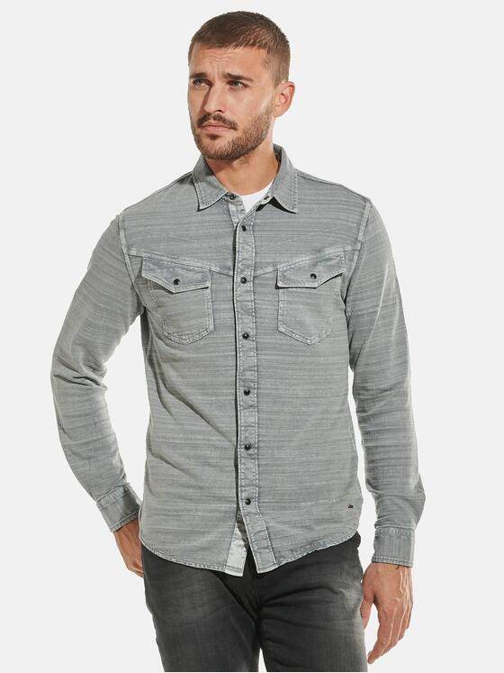emilio adani Herren Polo-Shirt langarm Grau 32294