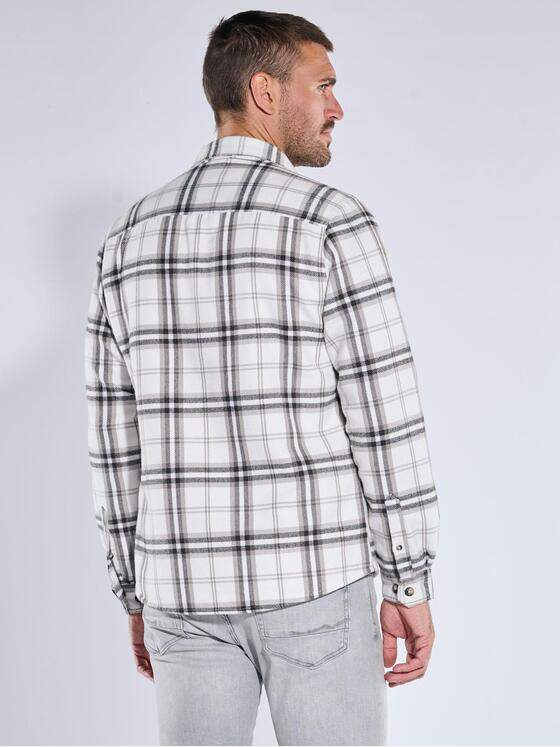 emilio adani Herren Overshirt kariert Weiß 39119