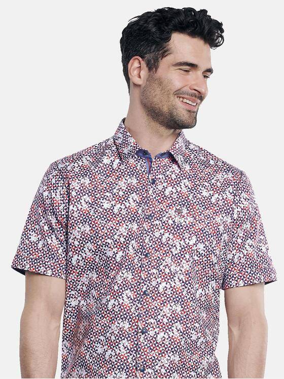 engbers Herren Kurzarm-Hemd gemustert Rot 31719