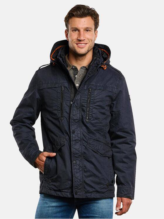 engbers Herren Baumwoll-Jacke mit abnehmbarer Kapuze Saphirblau 33564