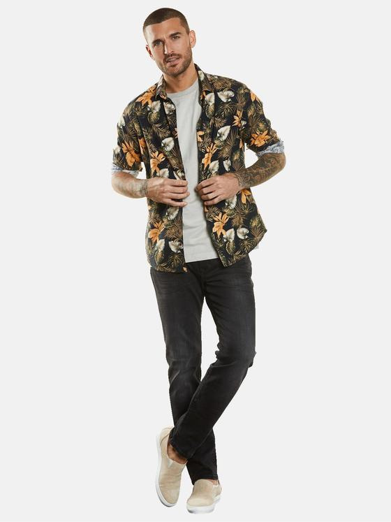 emilio adani Herren Langarm-Hemd gemustert Orange 34447