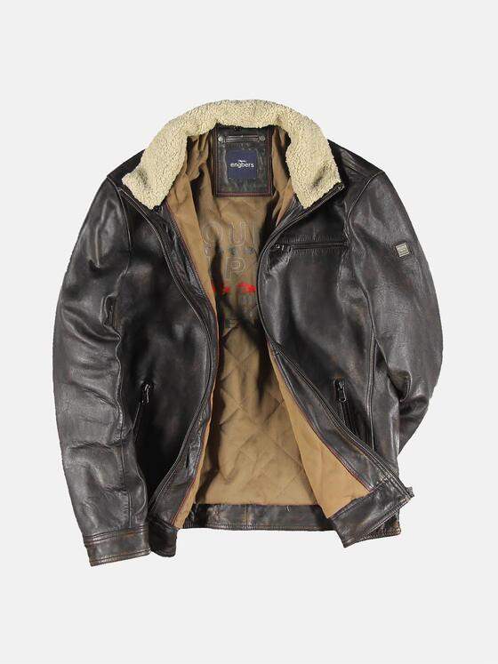 engbers Herren Lederjacke mit abnehmbarem Kragen Dunkelbraun 31847