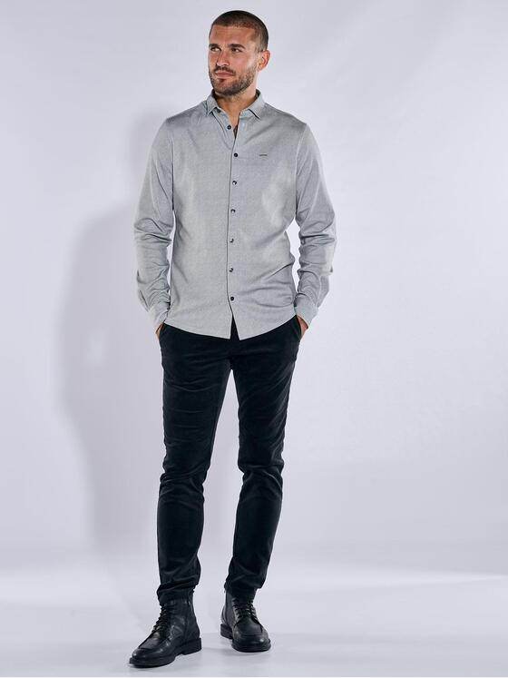 emilio adani Herren Langarm-Hemd slim fit Silbergrau 37668