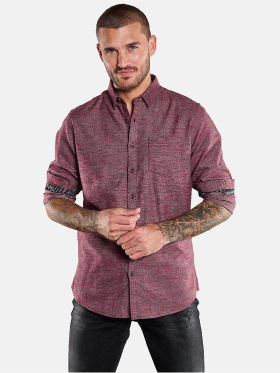 emilio adani Herren Langarm-Hemd aus Flanell Rot 33789