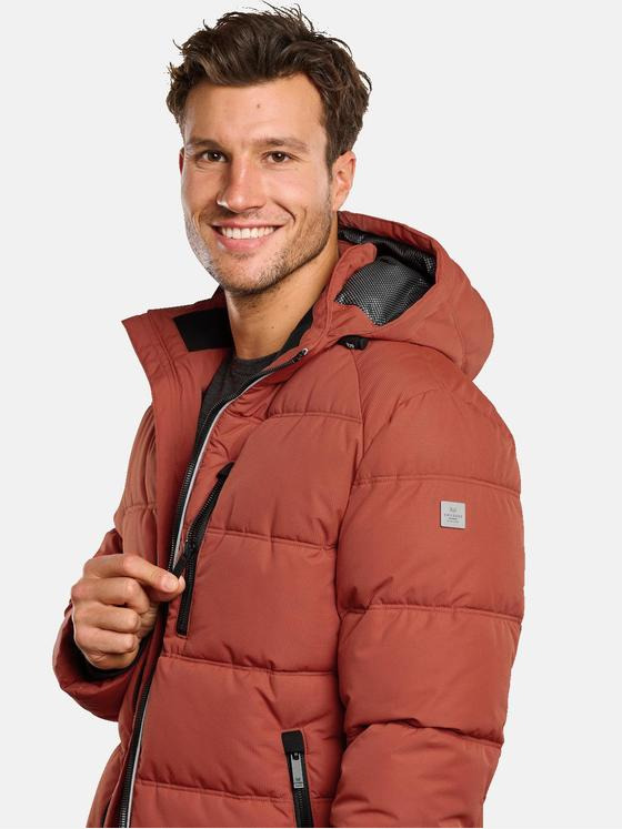 ENGBERS GERMANY Herren Steppjacke mit abnehmbarer Kapuze Orange 33554