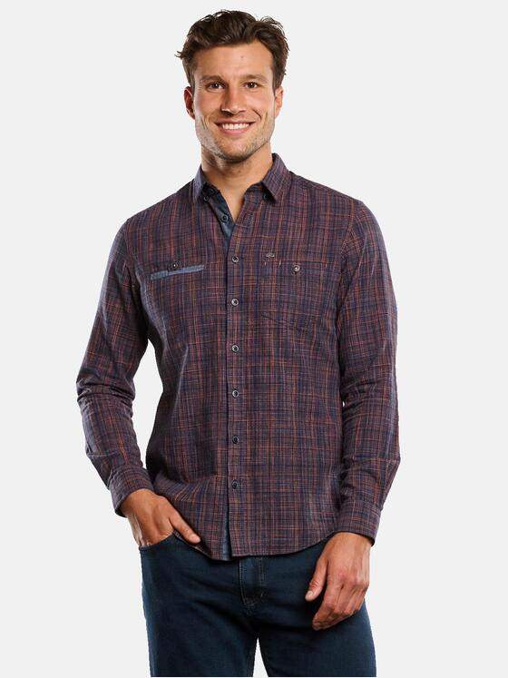 engbers Herren Langarm-Hemd kariert Dunkelorange 33638