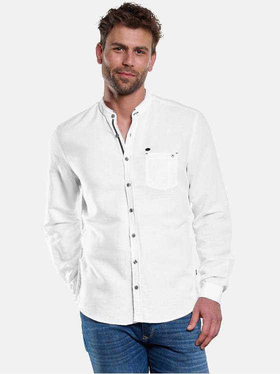 engbers Herren Langarm-Hemd mit Leinen-Anteil Reinweiss 33011