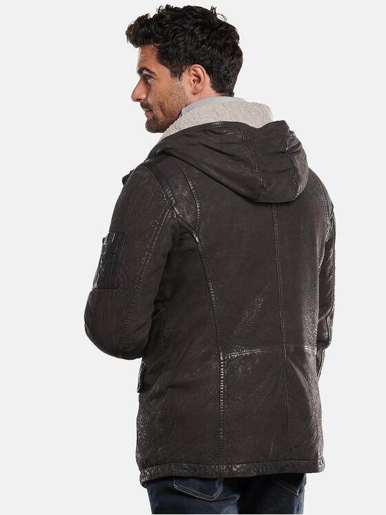 engbers Herren Lederjacke mit Kapuze Braun 31845